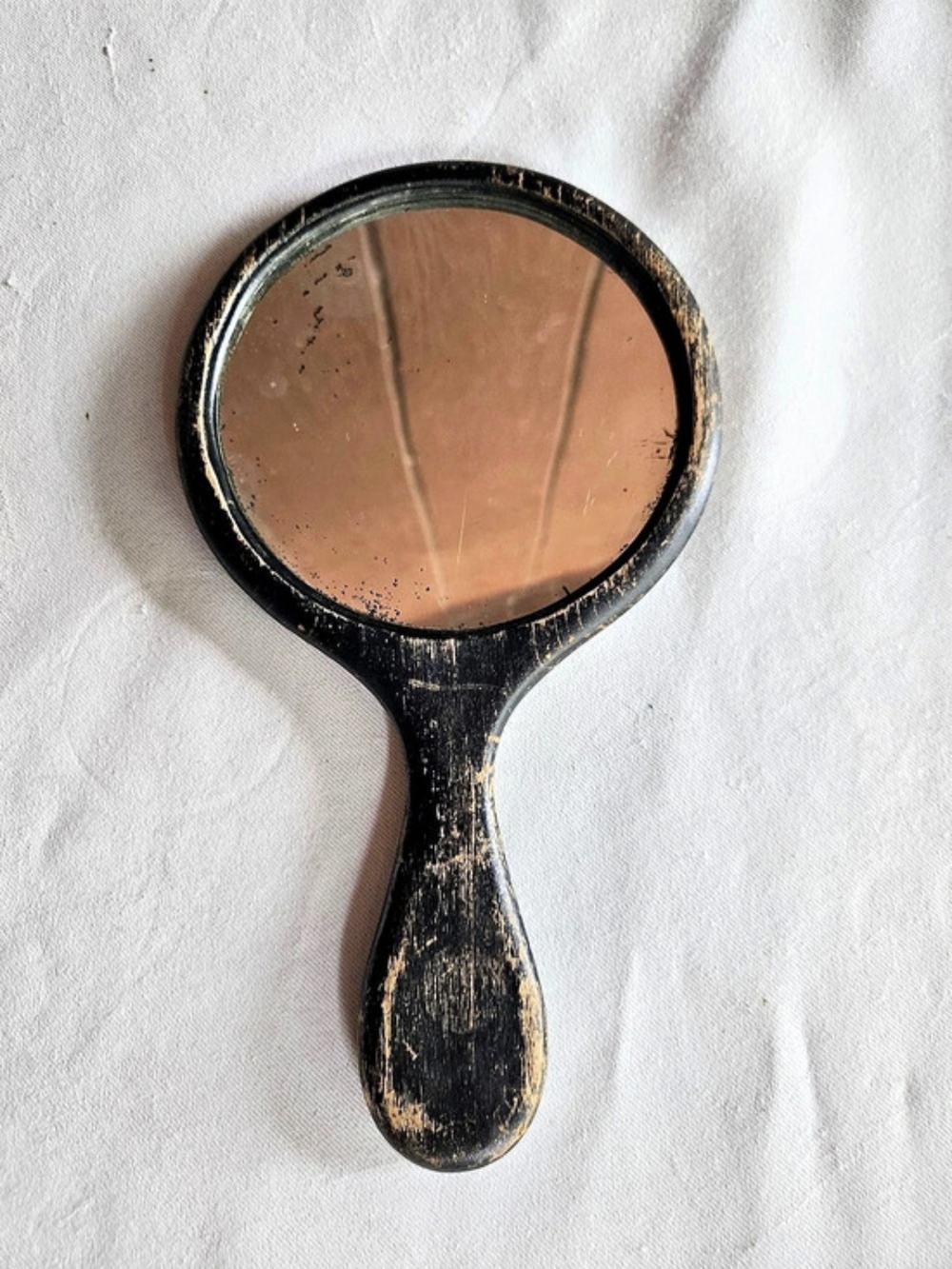 Vintage Handheld Wooden Mirror